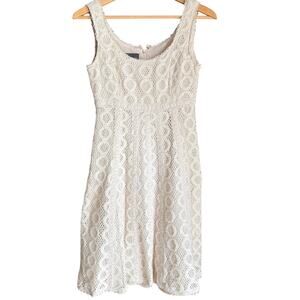 Muse Cream Crochet Empire Waist Sleeveless Fit & Flare Dress Size 2 Boho Cottage